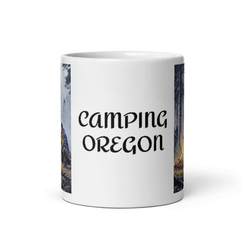 Camping Oregon - White glossy mug