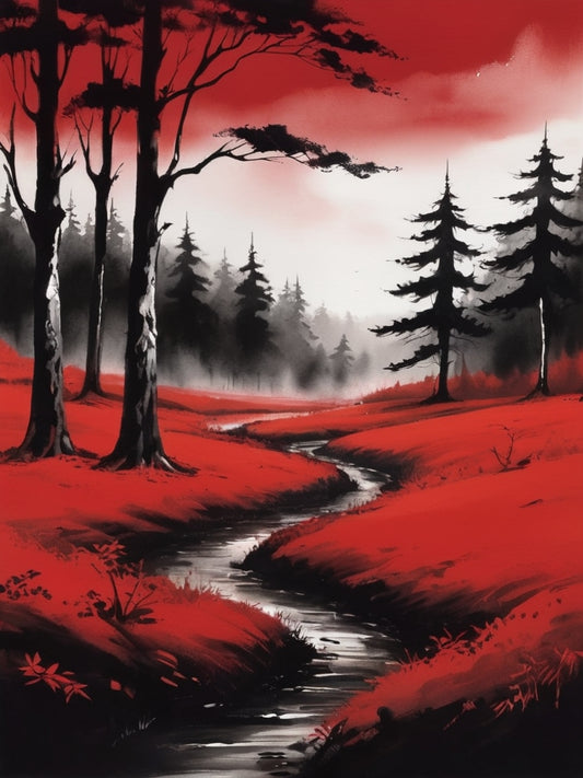 Landscape in Red and Black - Jigsaw puzzle