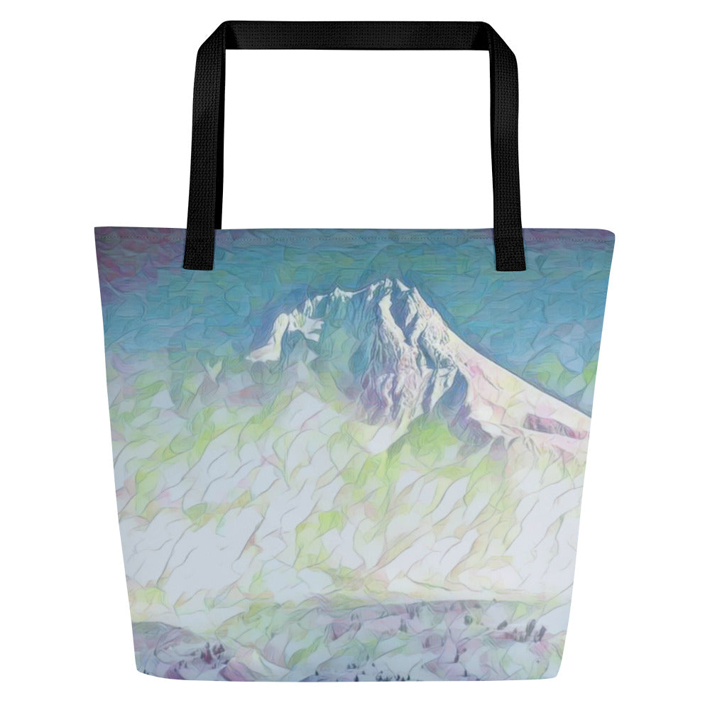 Mount Hood - Oregon - Digital Art - Large 16x20 Tote Bag W/Pocket