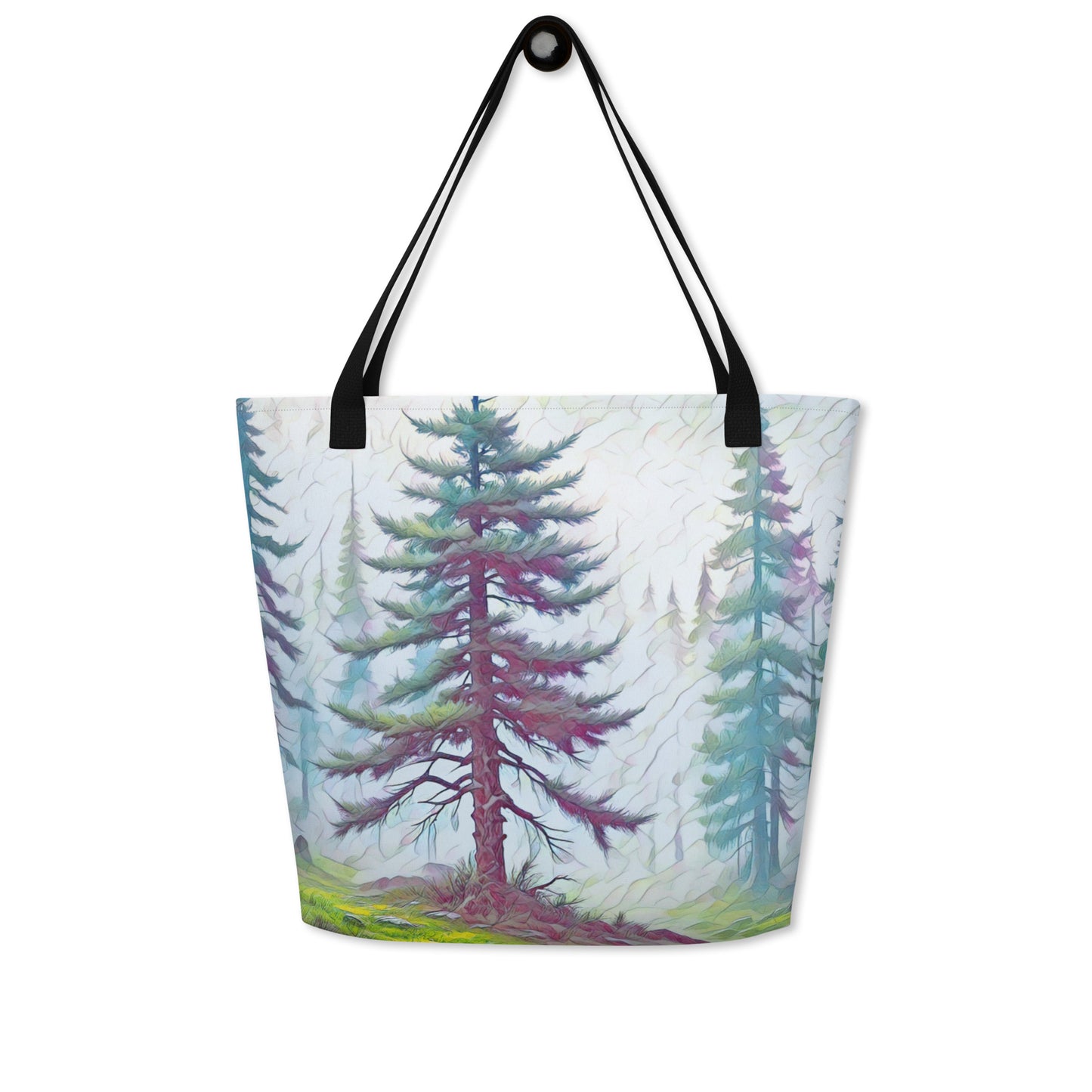 Into the Oregon Woods - Digital Art - Large 16x20 Tote Bag W/Pocket