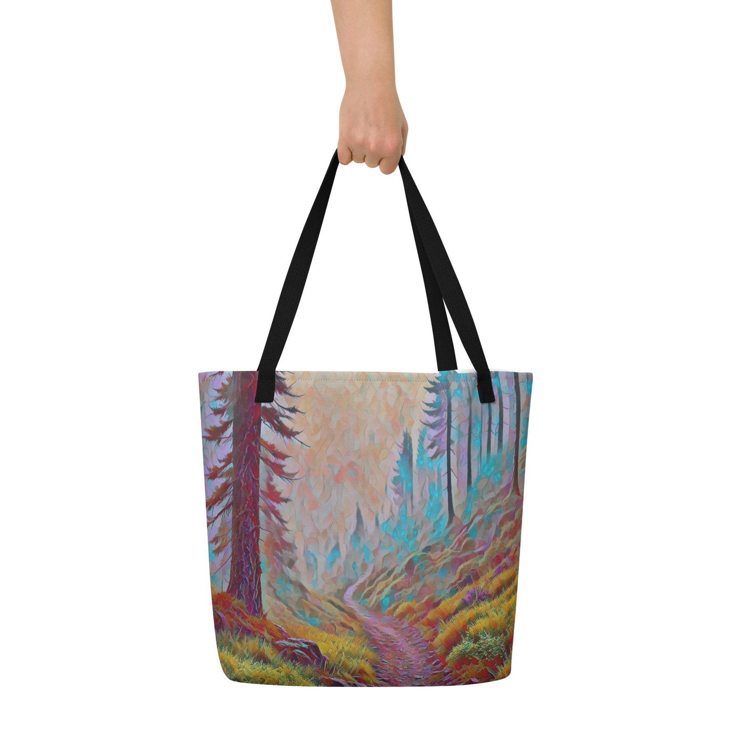 Oregon Back Trail - Digital Art - Large 16x20 Tote Bag W/Pocket