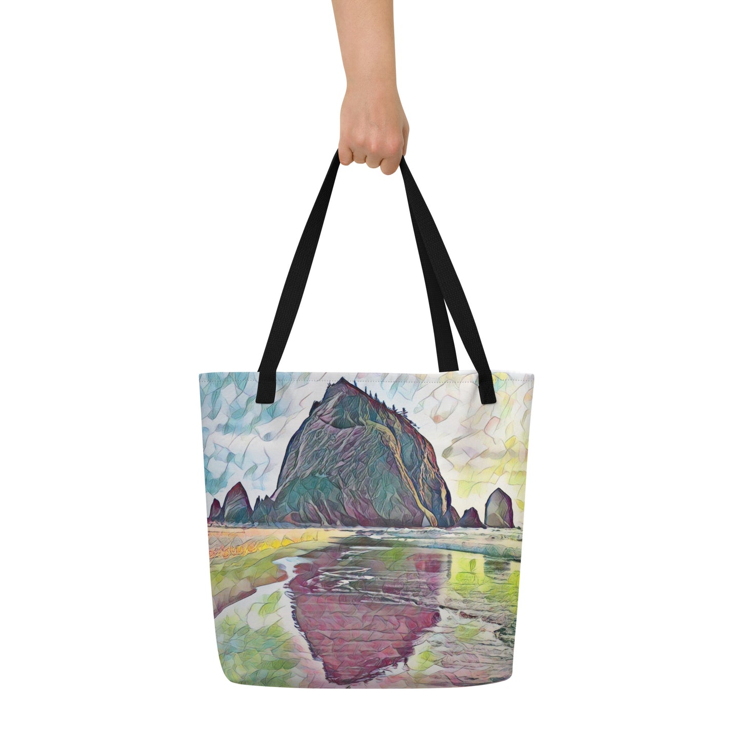 Haystack Rock - Large 16x20 Tote Bag W/Pocket