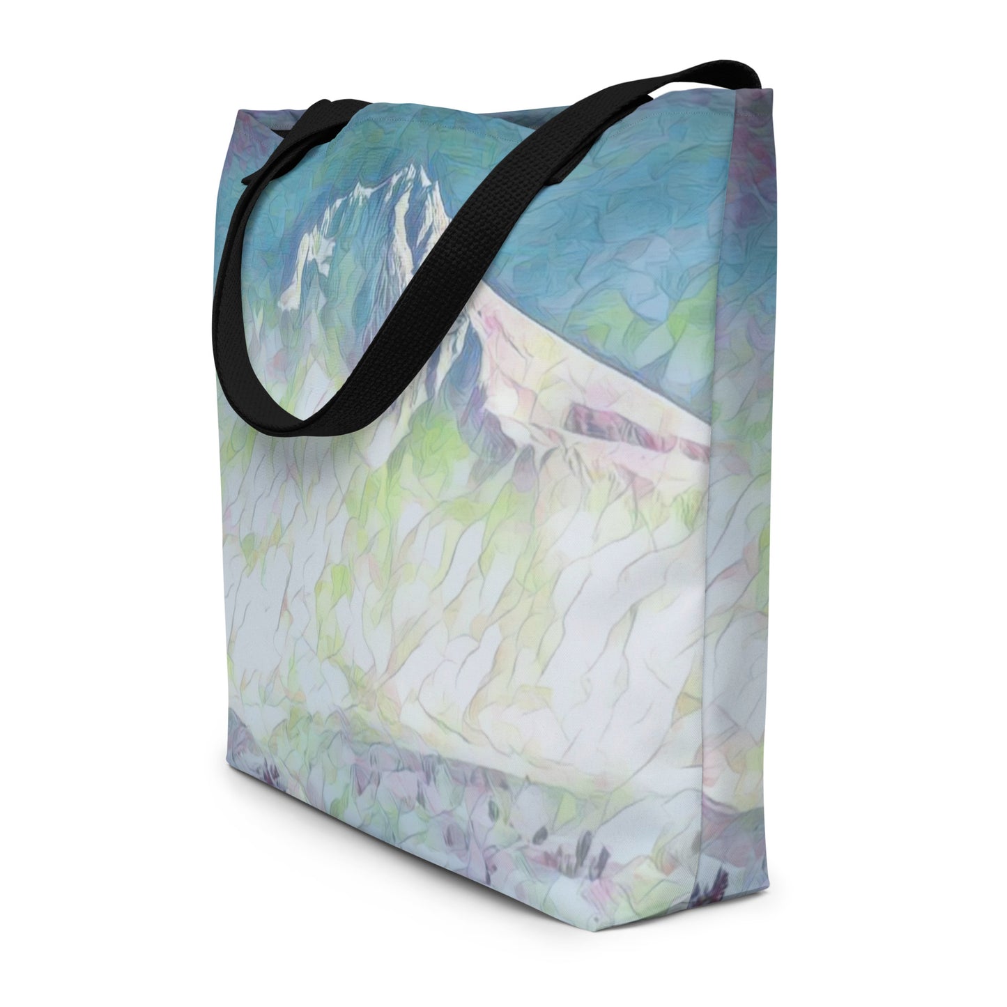 Mount Hood - Oregon - Digital Art - Large 16x20 Tote Bag W/Pocket