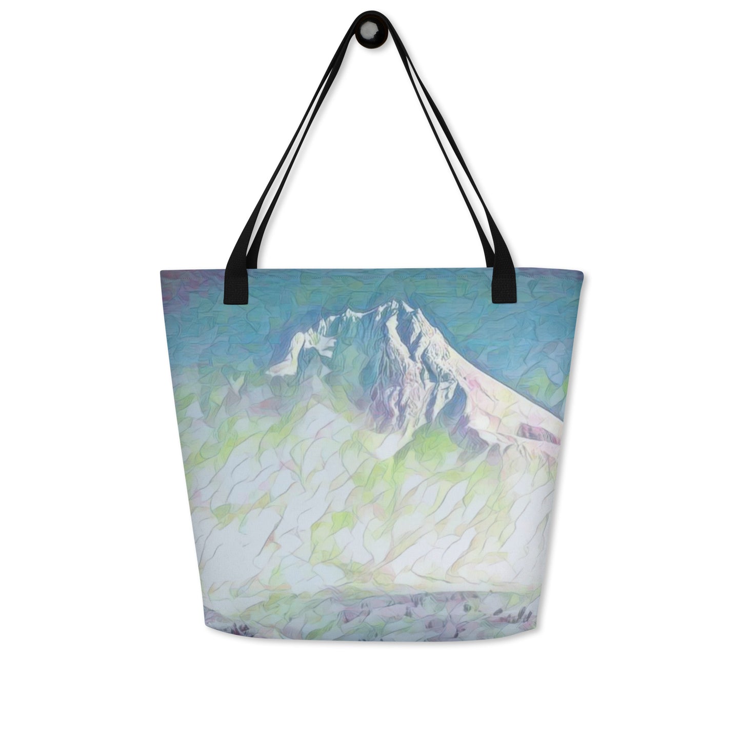 Mount Hood - Oregon - Digital Art - Large 16x20 Tote Bag W/Pocket