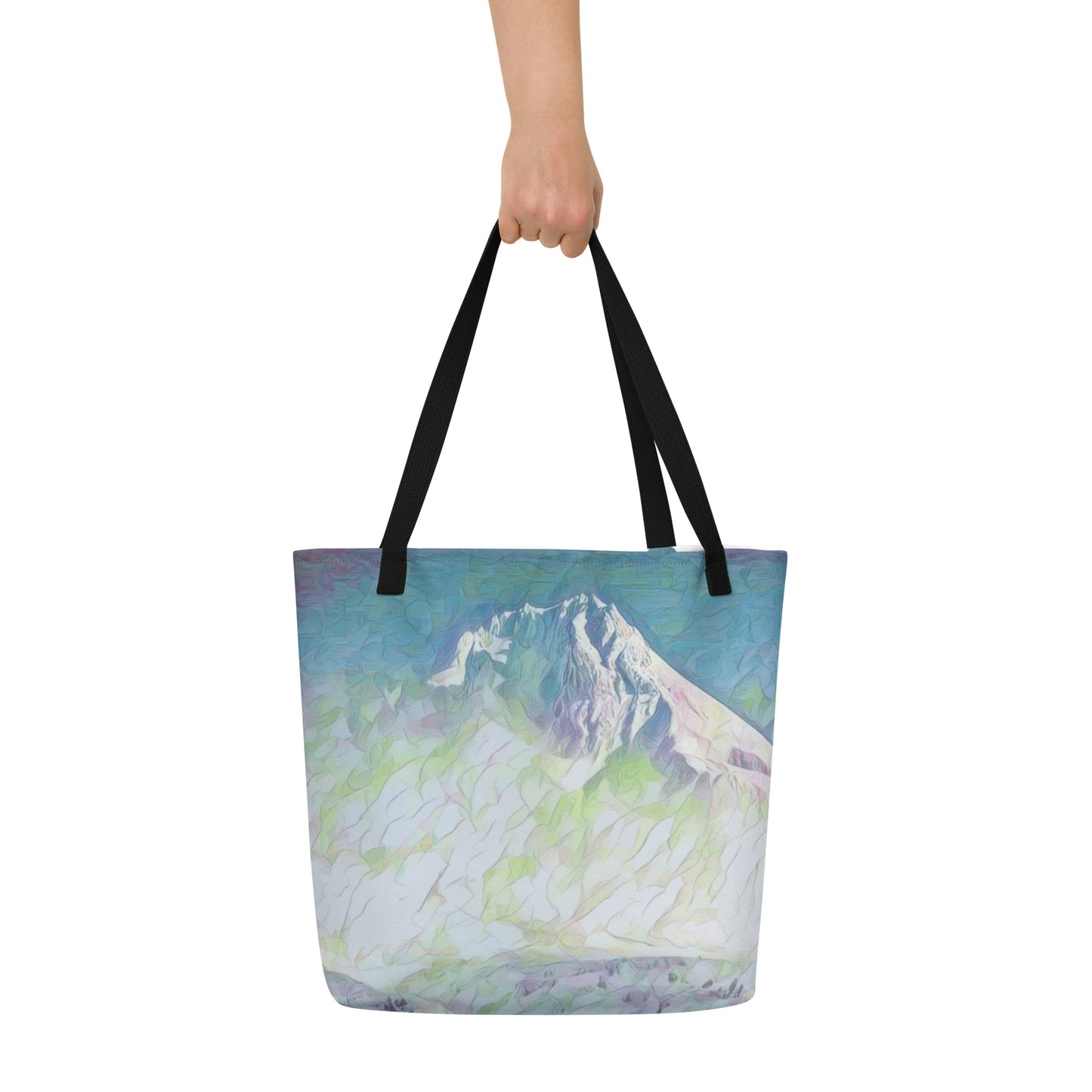 Mount Hood - Oregon - Digital Art - Large 16x20 Tote Bag W/Pocket