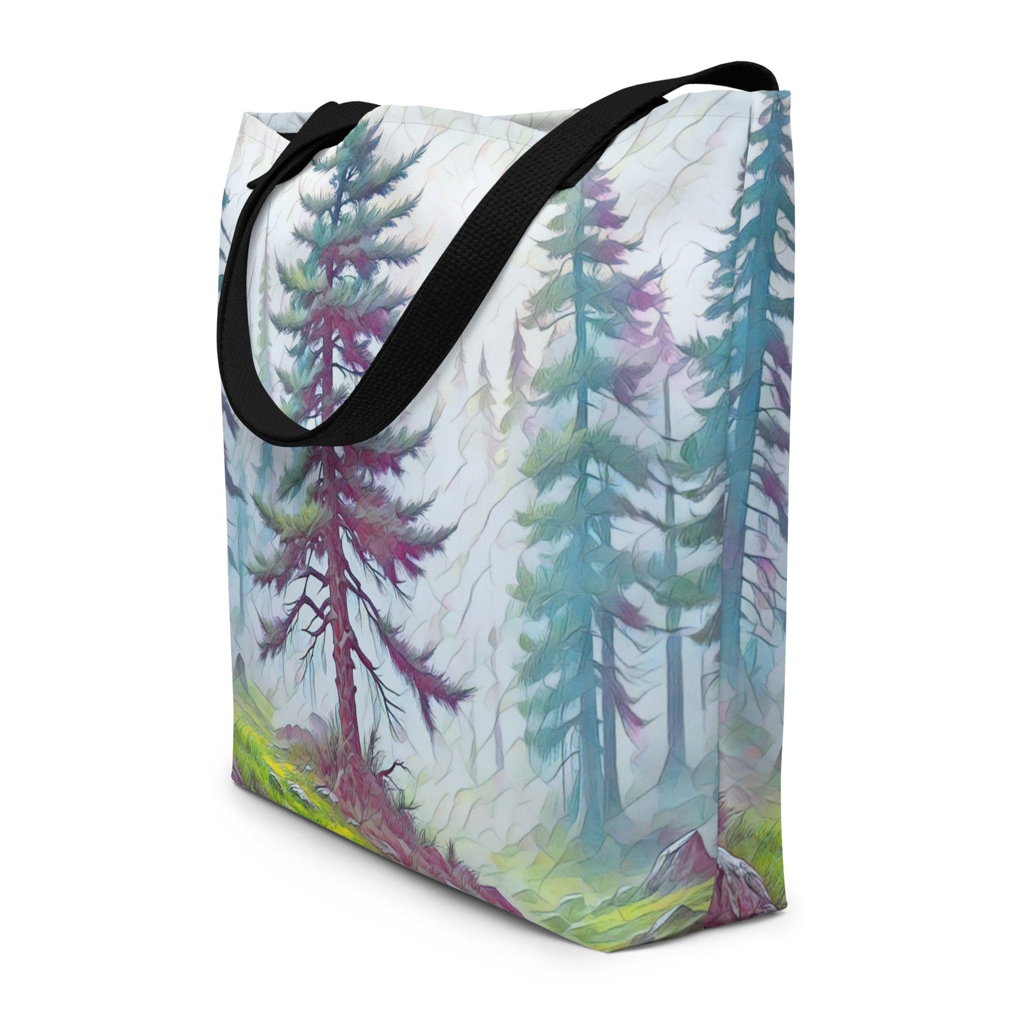 Into the Oregon Woods - Digital Art - Large 16x20 Tote Bag W/Pocket