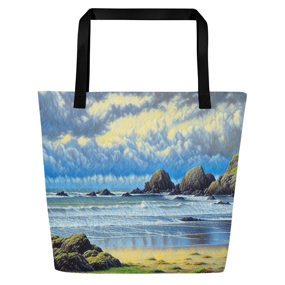 Oregon Coast - Digital Art - Large Tote Bag W/Pocket