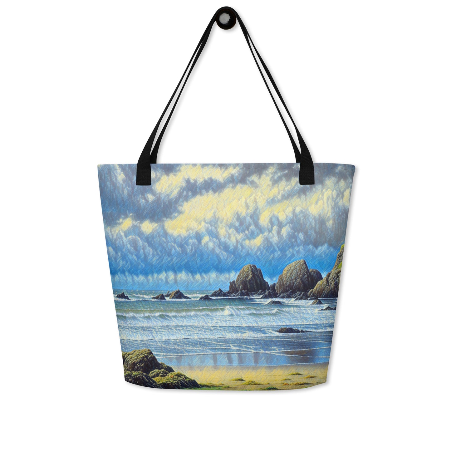 Oregon Coast - Digital Art - Large Tote Bag W/Pocket