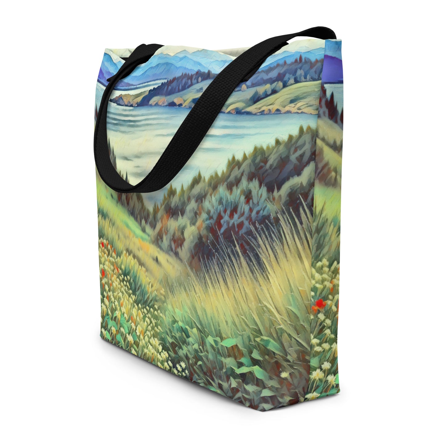 Columbia River - Digital Art - Large 16x20 Tote Bag W/Pocket