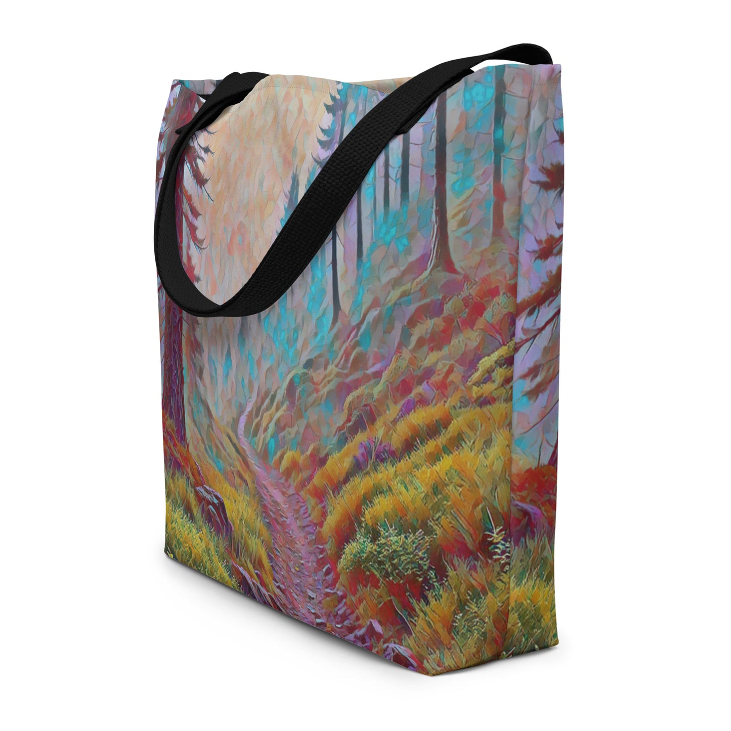 Oregon Back Trail - Digital Art - Large 16x20 Tote Bag W/Pocket