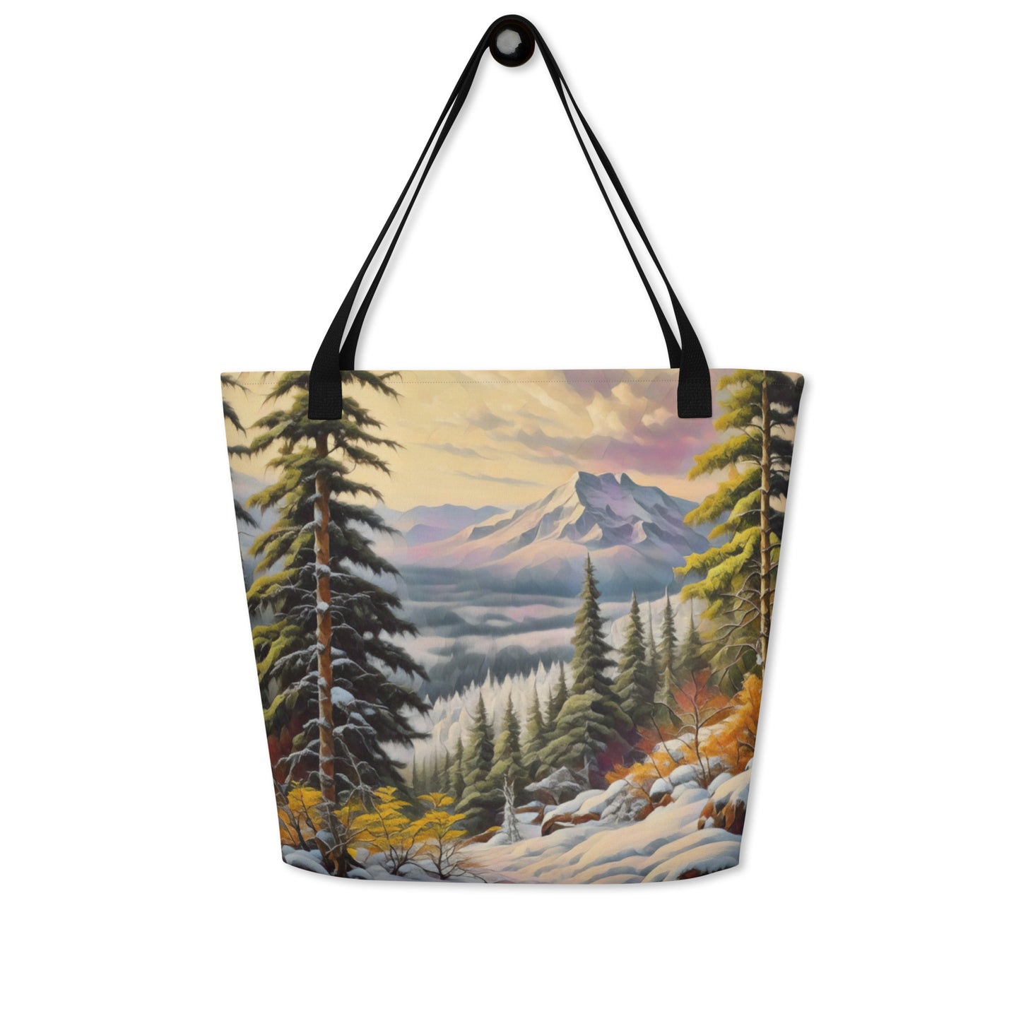 Winter Trail - Digital Art - Large 16x20 Tote Bag W/Pocket