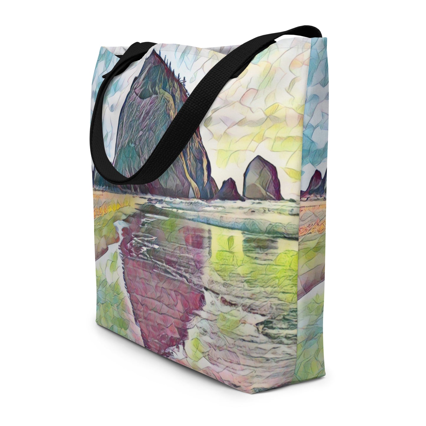 Haystack Rock - Large 16x20 Tote Bag W/Pocket