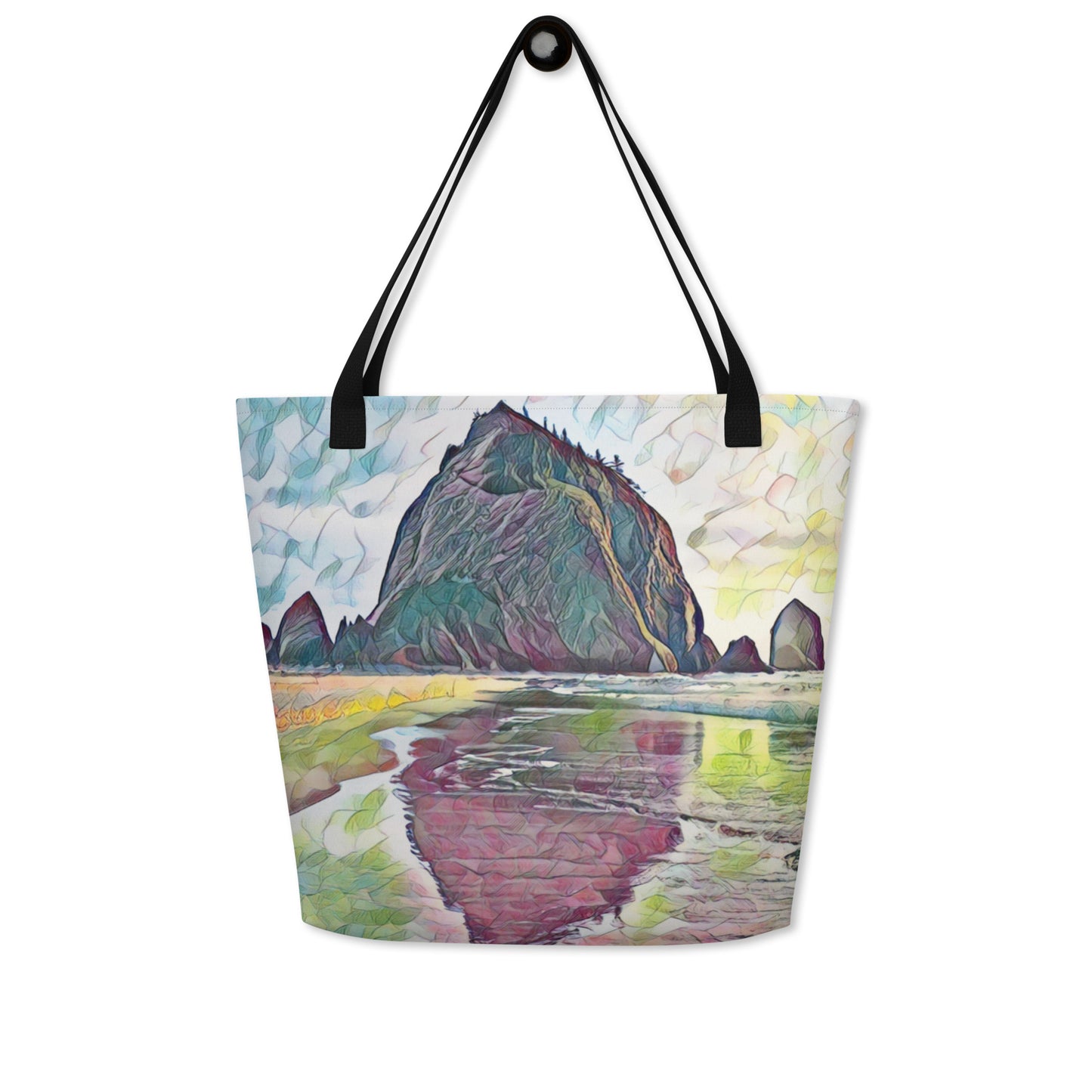 Haystack Rock - Large 16x20 Tote Bag W/Pocket