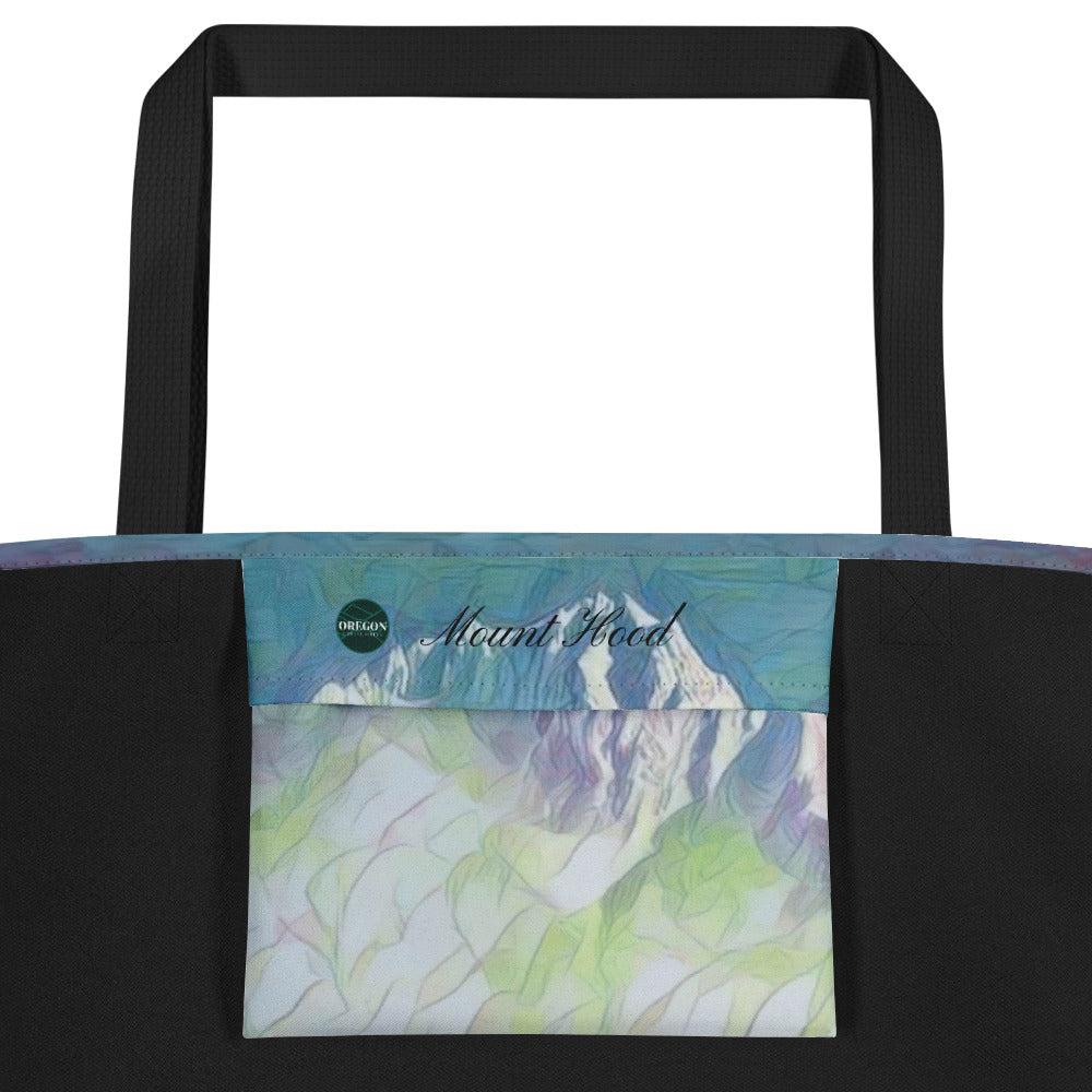 Mount Hood - Oregon - Digital Art - Large 16x20 Tote Bag W/Pocket