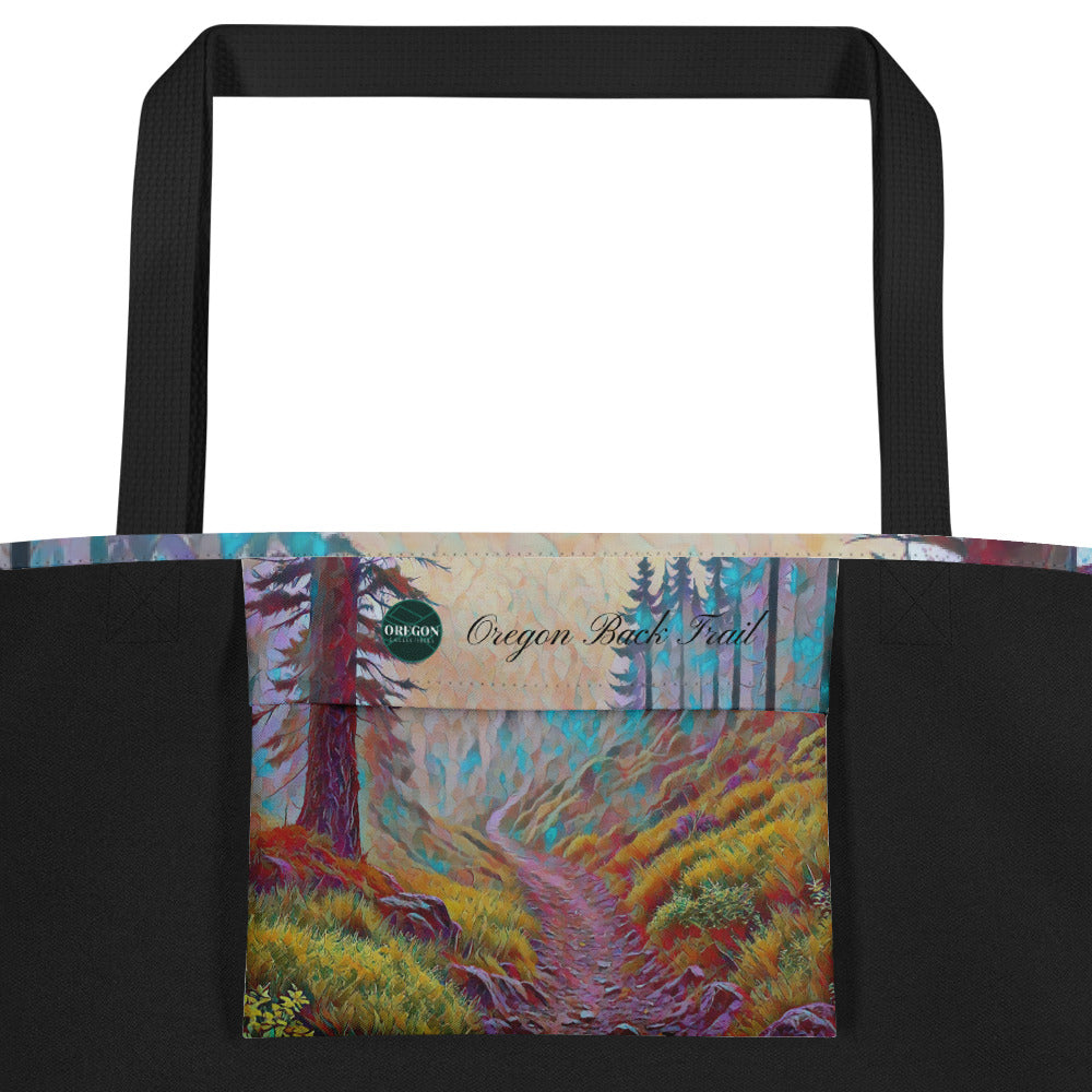 Oregon Back Trail - Digital Art - Large 16x20 Tote Bag W/Pocket