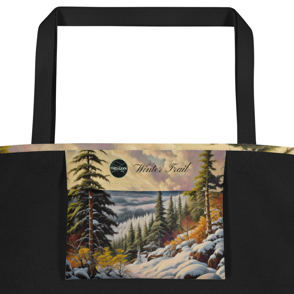 Winter Trail - Digital Art - Large 16x20 Tote Bag W/Pocket