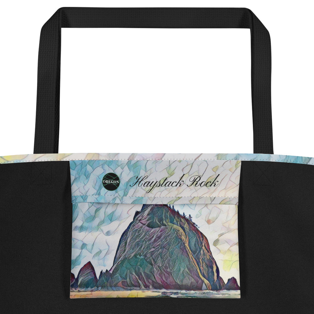 Haystack Rock - Large 16x20 Tote Bag W/Pocket