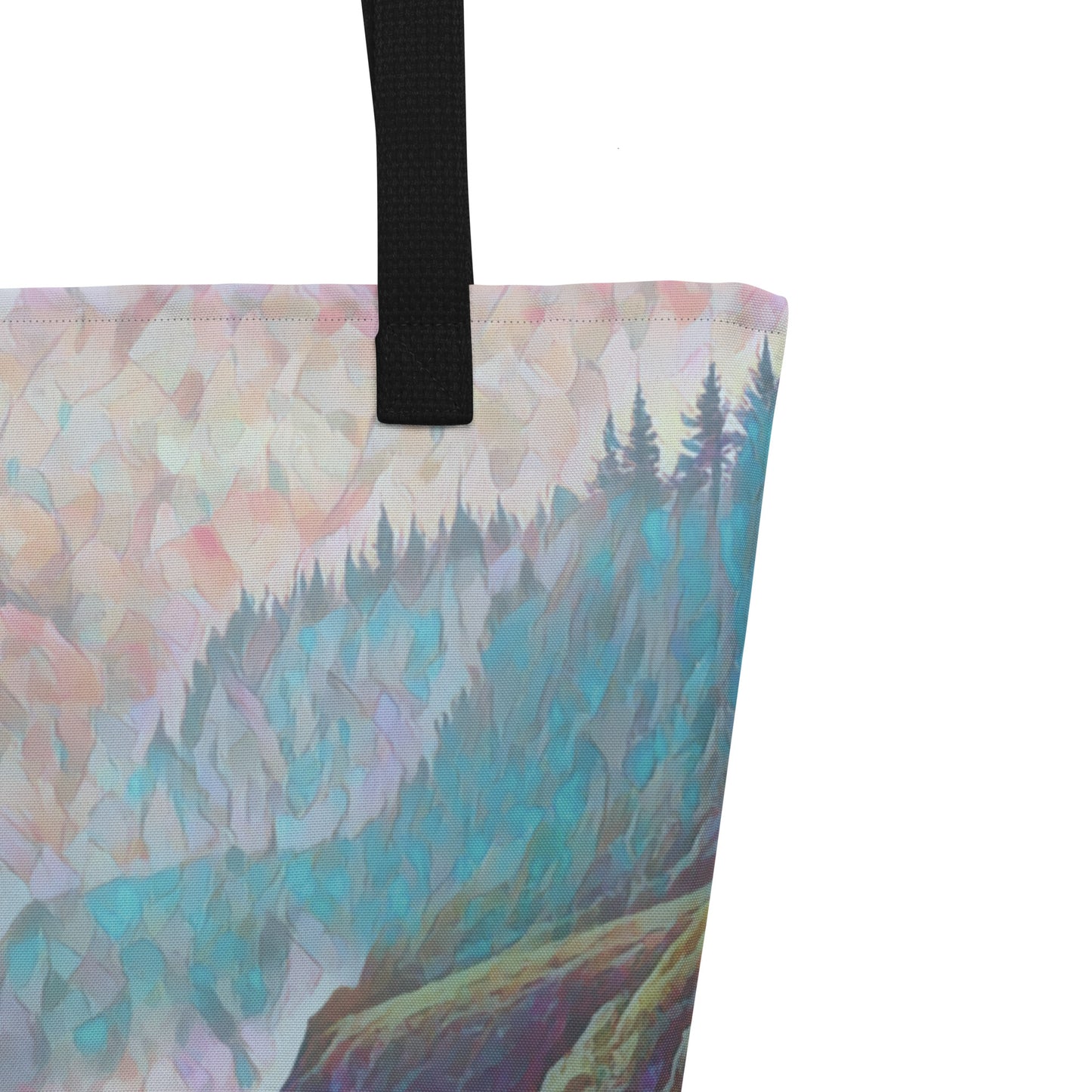 Oregon Ocean Beach - Digital Art - Large 16x20 Tote Bag W/Pocket