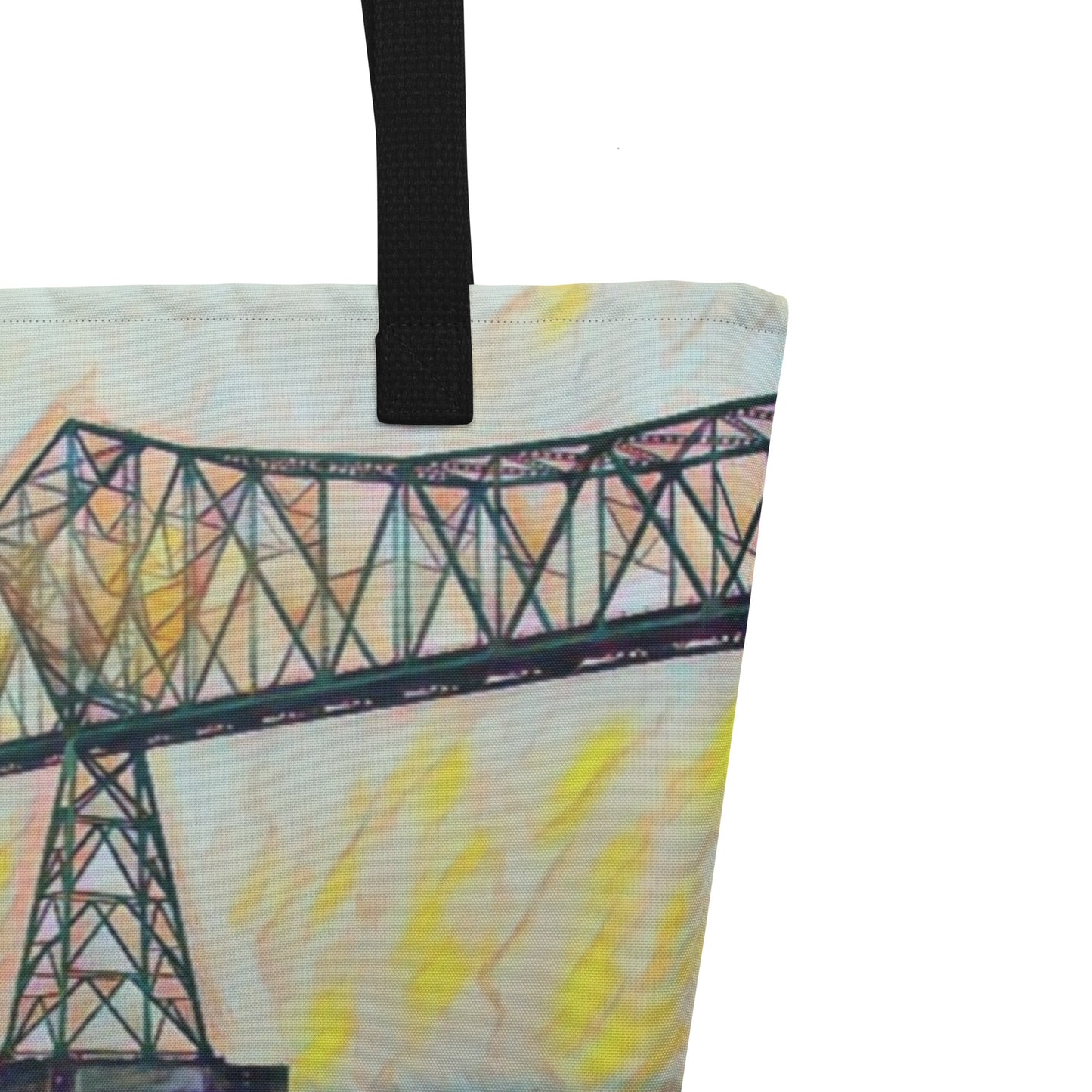 Astoria Bridge - Digital Art - Large 16x20 Tote Bag W/Pocket