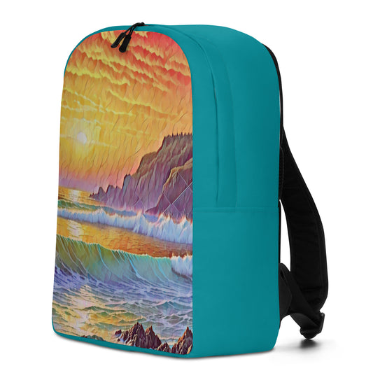 Oregon Coast Sunset - Digital Art - Minimalist Backpack