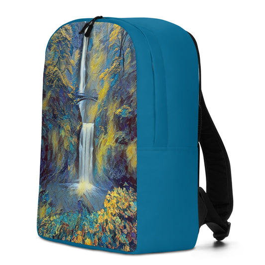 Multnomah Falls/Blue - Digital Art - Minimalist Backpack