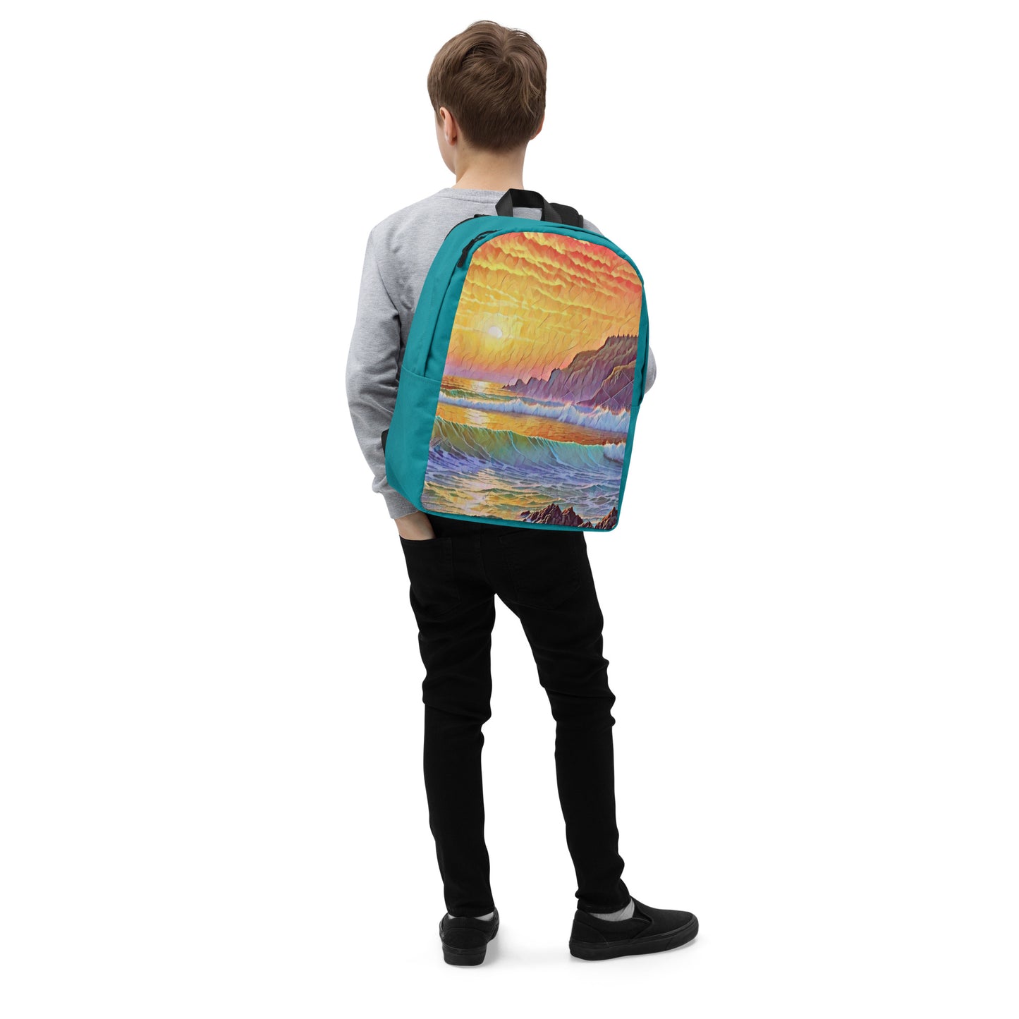 Oregon Coast Sunset - Digital Art - Minimalist Backpack