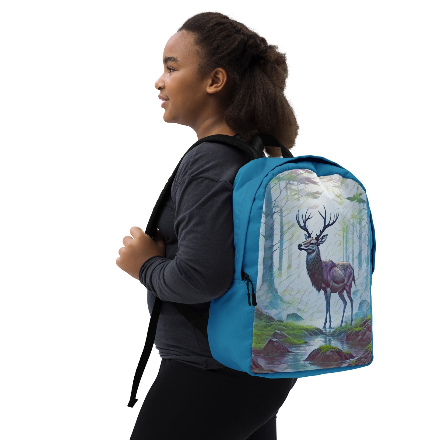 Oregon Deer in the Woods - Digital Art - Minimalist Backpack