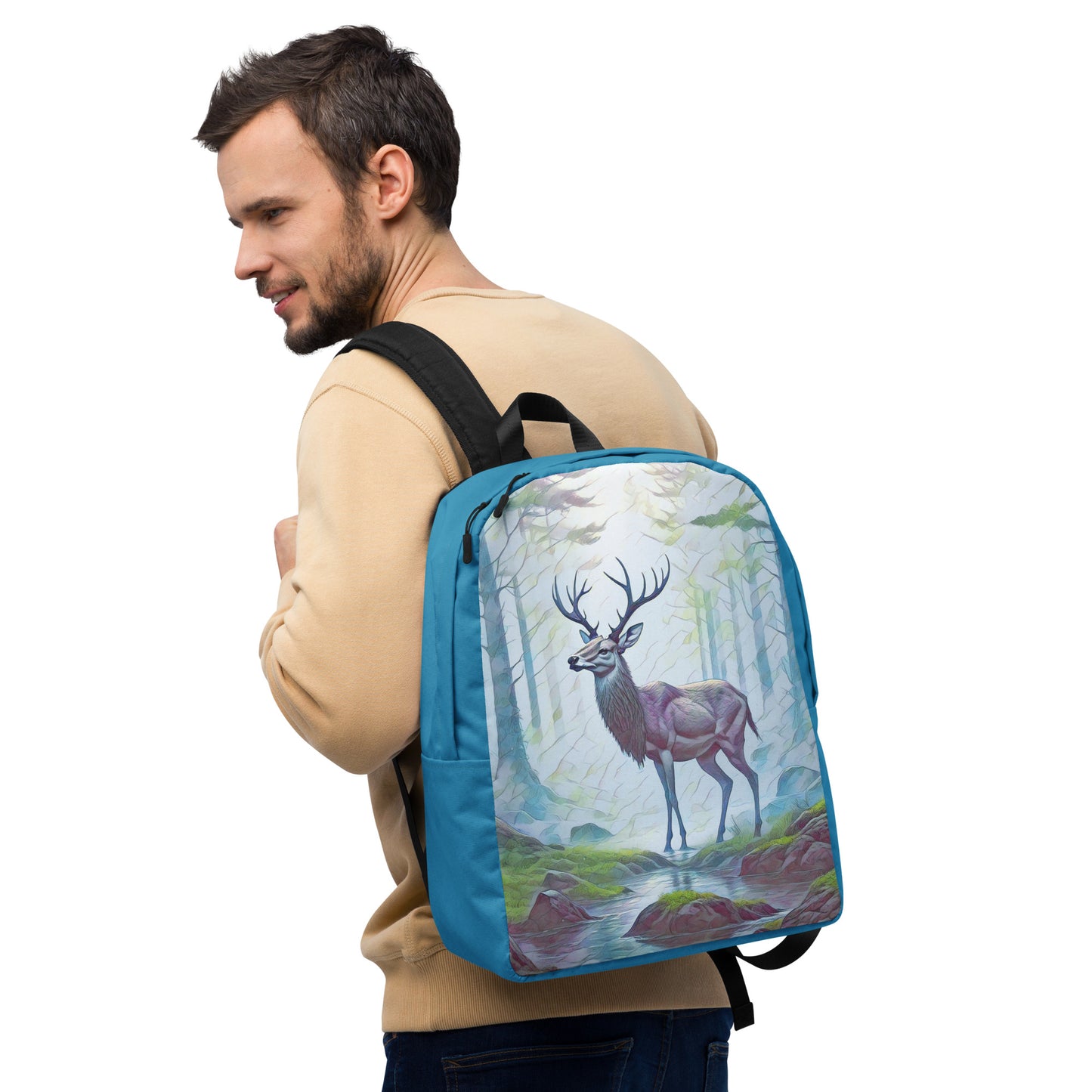 Oregon Deer in the Woods - Digital Art - Minimalist Backpack