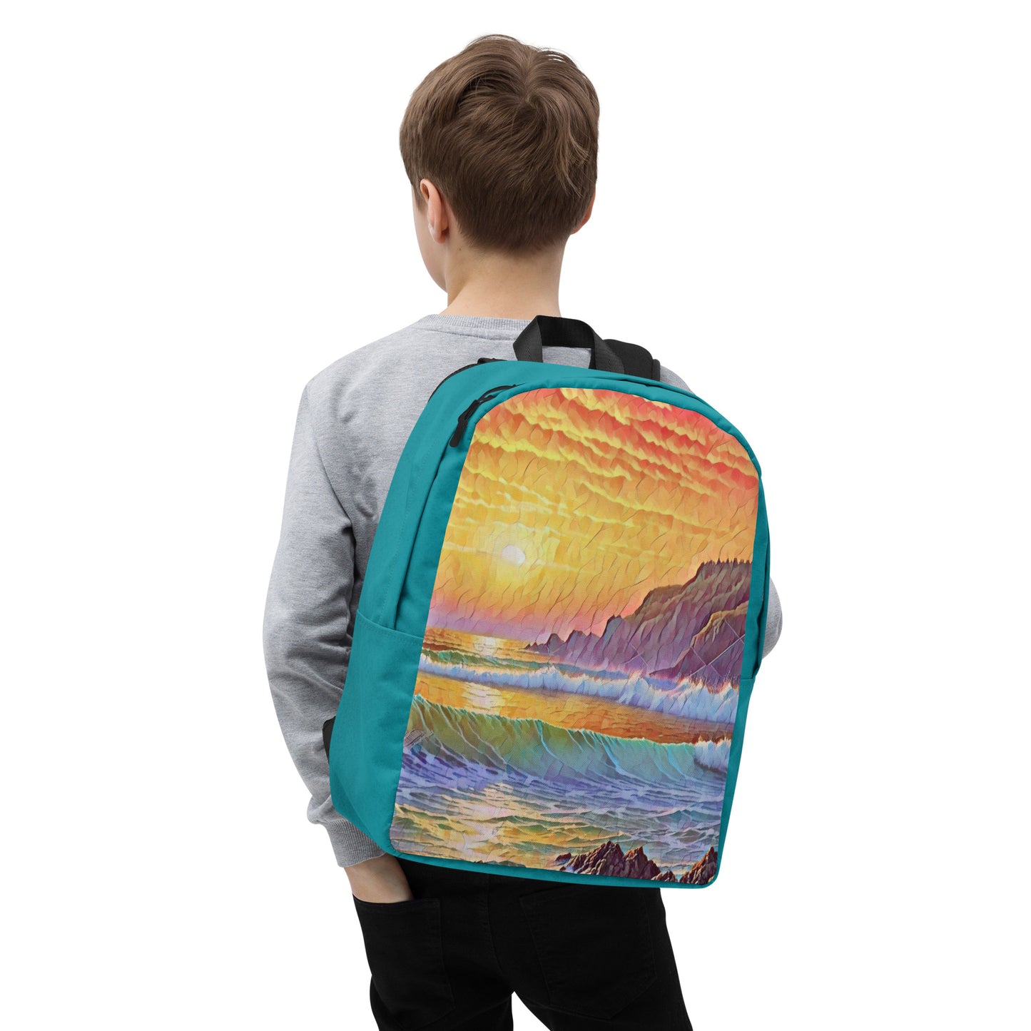 Oregon Coast Sunset - Digital Art - Minimalist Backpack