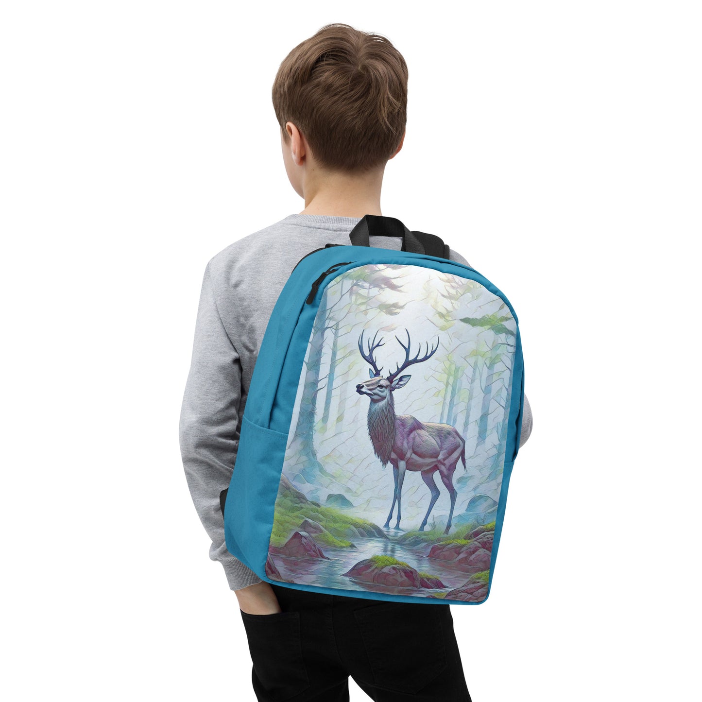 Oregon Deer in the Woods - Digital Art - Minimalist Backpack