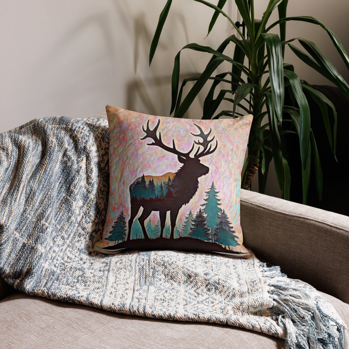 Oregon Elk in the Forest - Premium Pillow