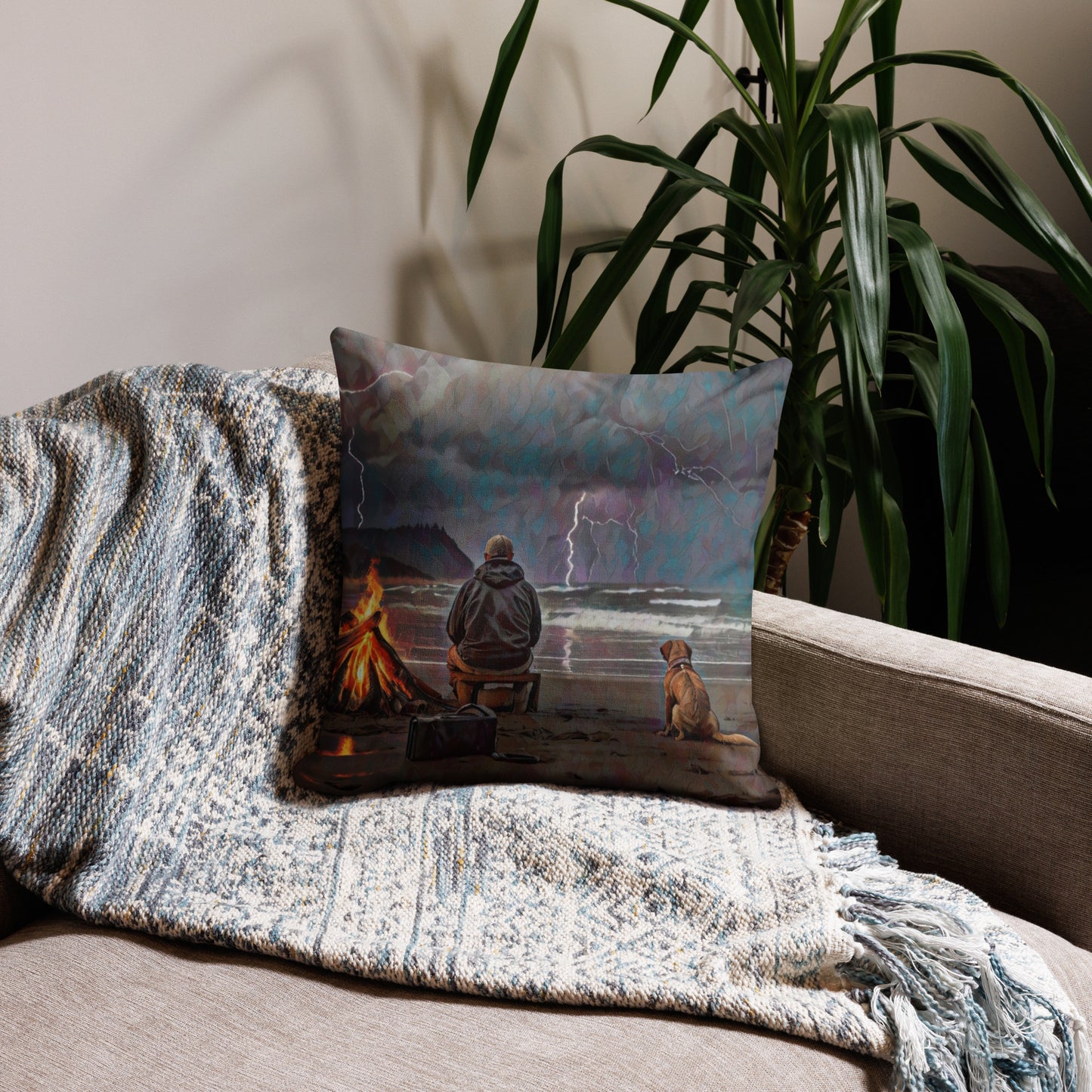 Bonfire in the Storm - Premium Pillow