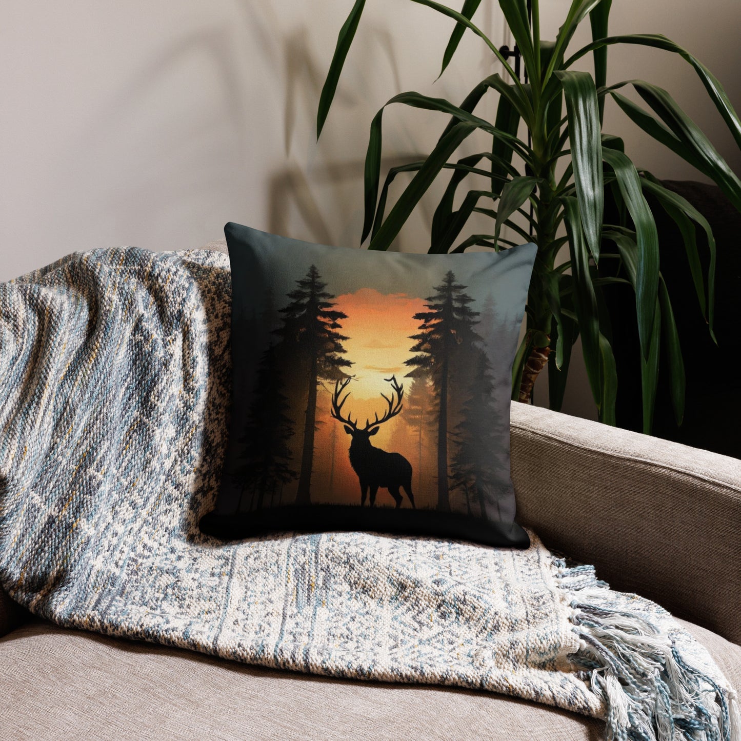 Elk at Sunset - Premium Pillow