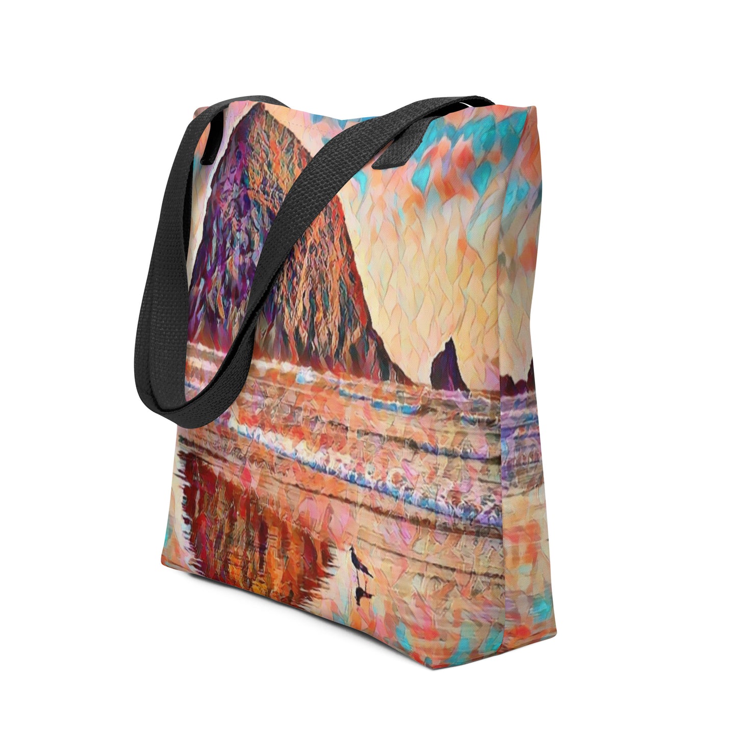 Haystack Rock - Oregon - Digital Art -Tote bag