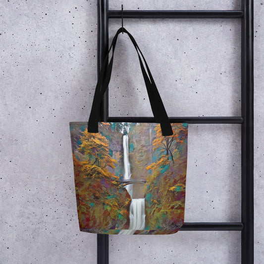 Multnomah Falls/Autumn - Digital Art - Tote bag