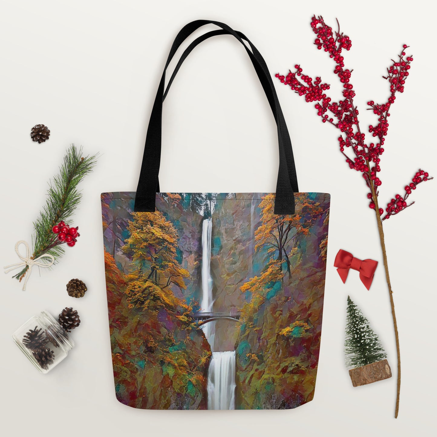 Multnomah Falls/Autumn - Digital Art - Tote bag