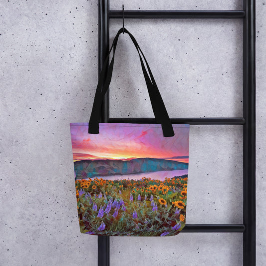 Columbia Gorge Wildflowers - Digital Art -Tote bag