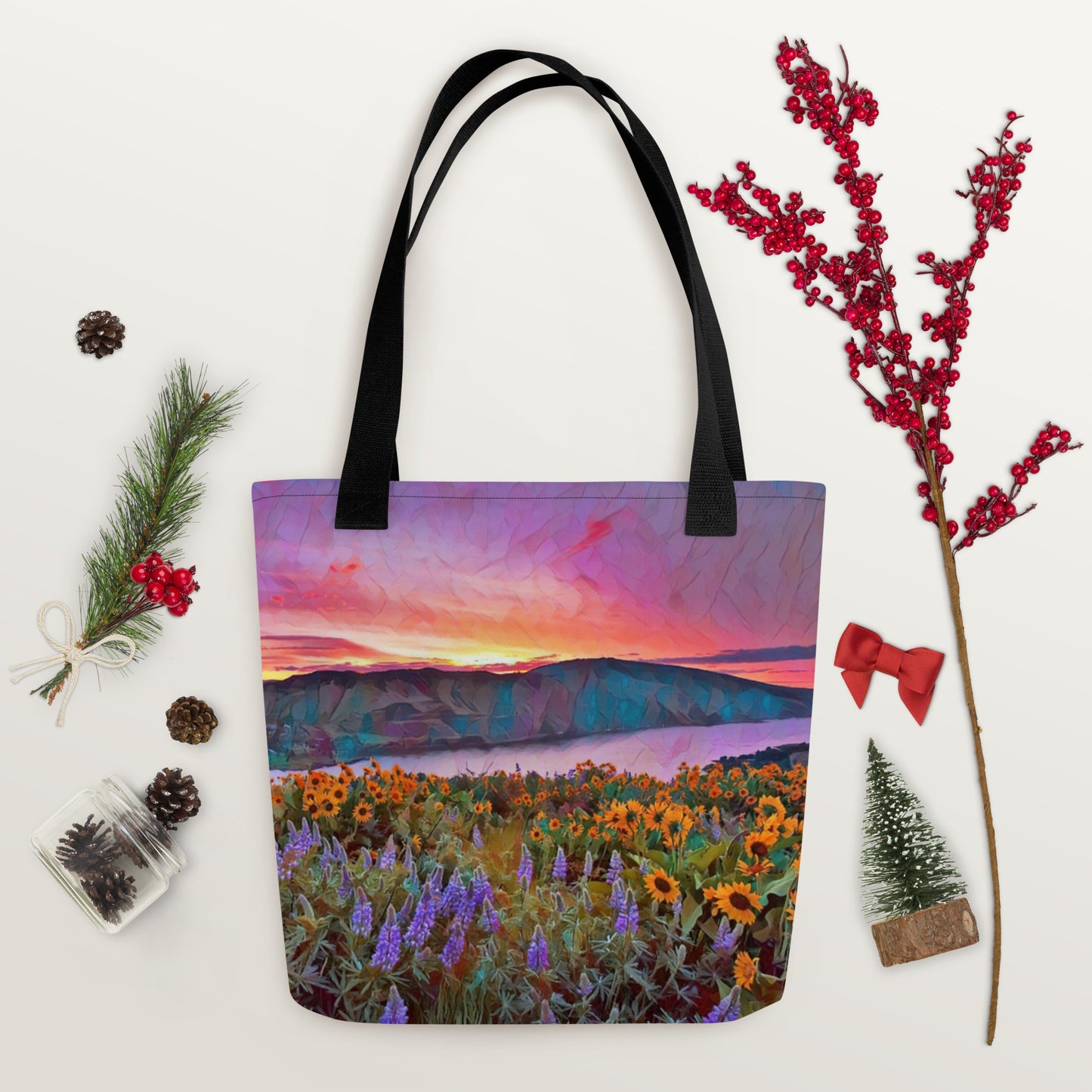 Columbia Gorge Wildflowers - Digital Art -Tote bag