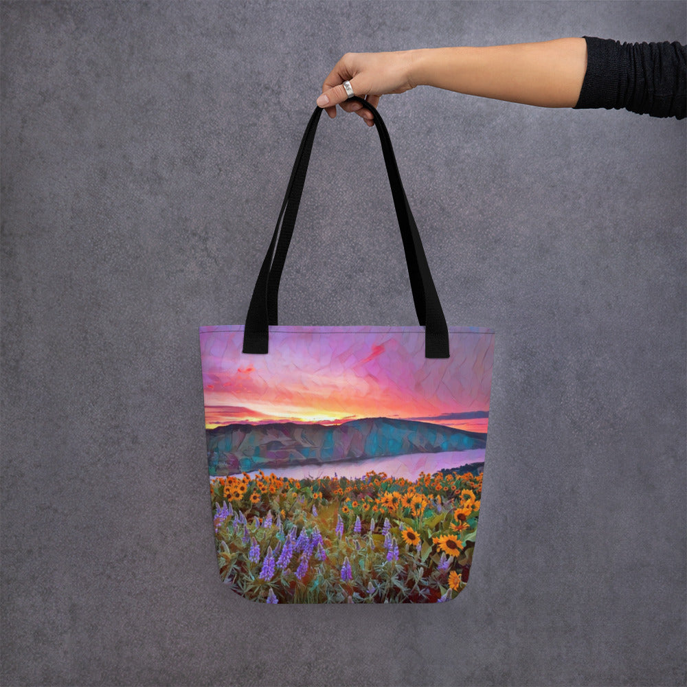 Columbia Gorge Wildflowers - Digital Art -Tote bag