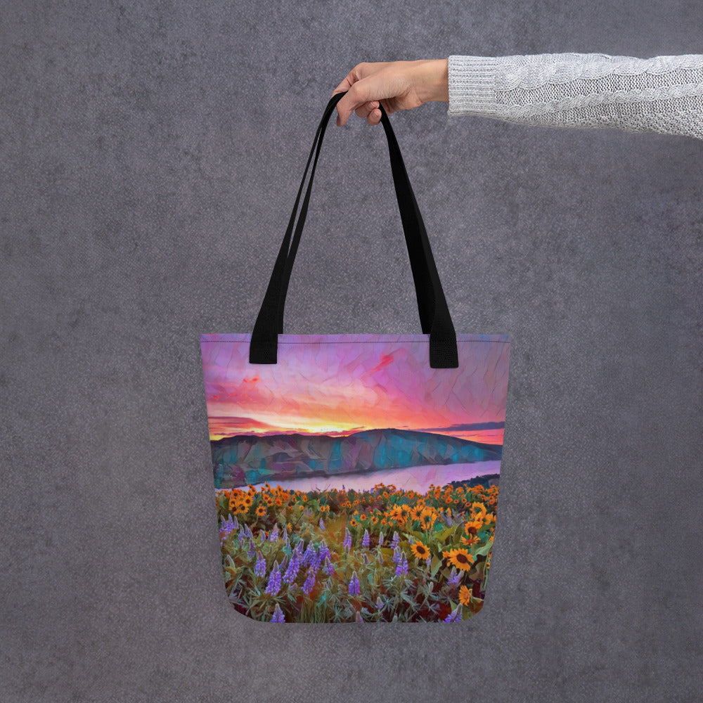 Columbia Gorge Wildflowers - Digital Art -Tote bag