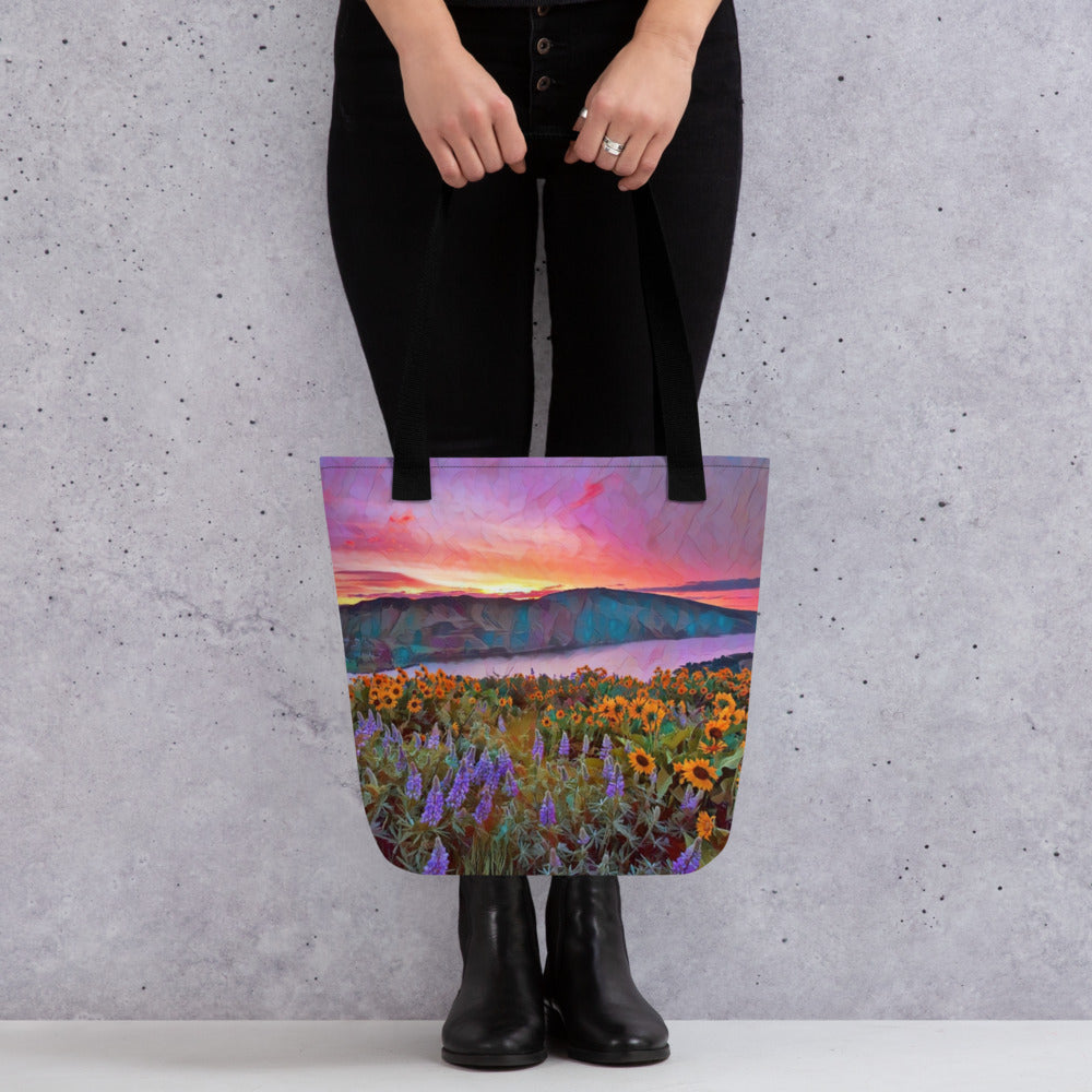 Columbia Gorge Wildflowers - Digital Art -Tote bag