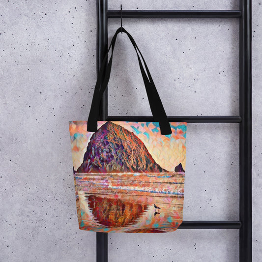 Haystack Rock - Oregon - Digital Art -Tote bag