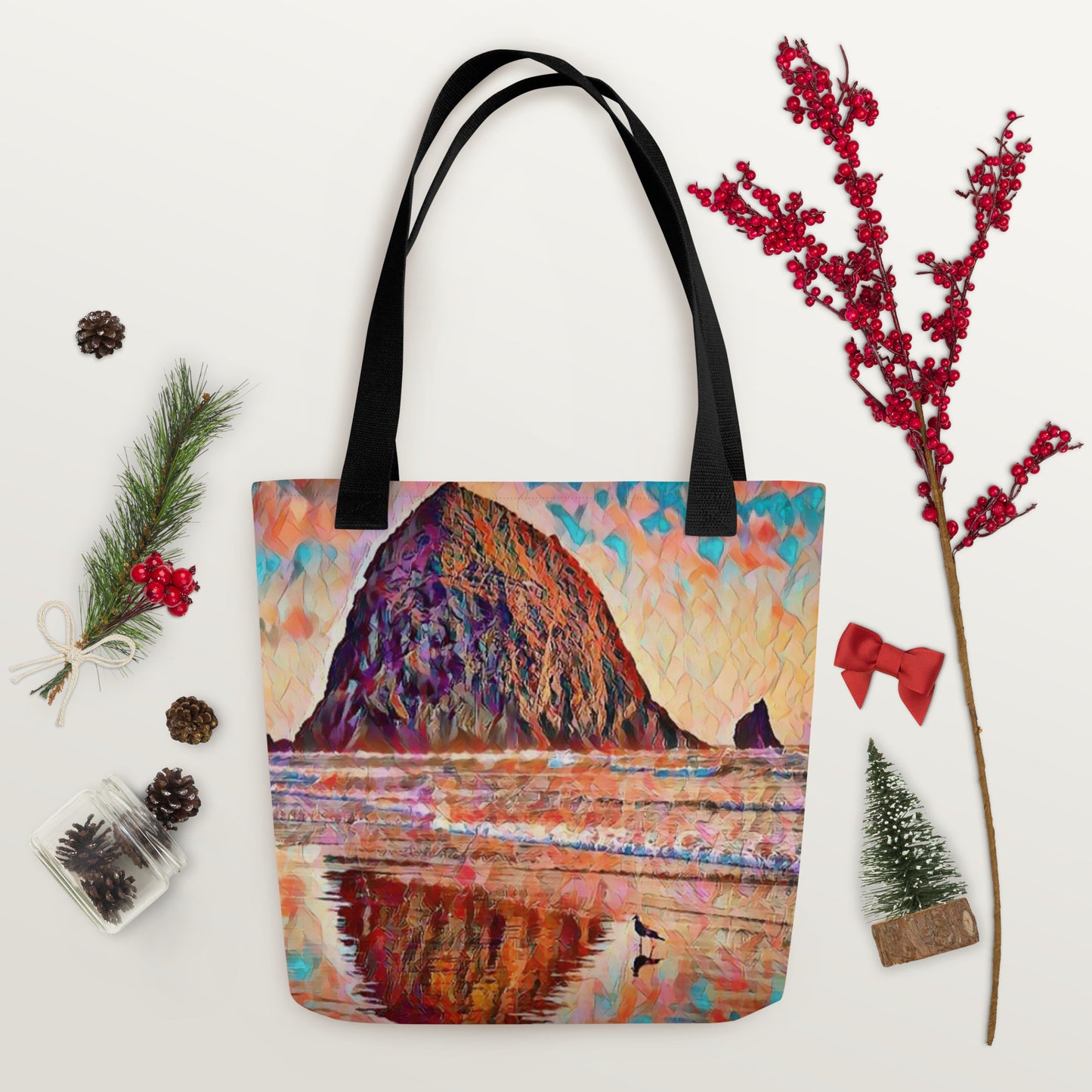 Haystack Rock - Oregon - Digital Art -Tote bag