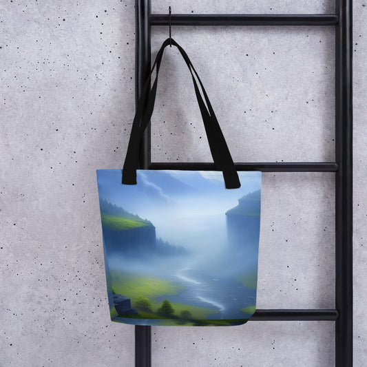 Foggy River - Digital Art - Tote bag