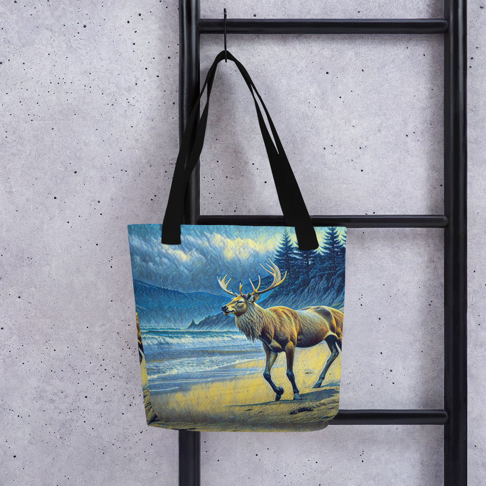 Elk on the Beach - Oregon - Digital Art -Tote bag