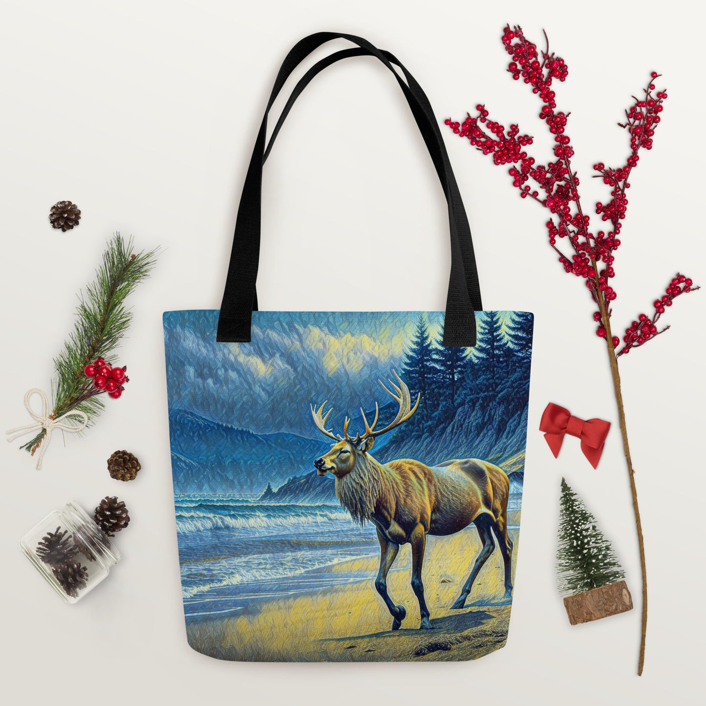 Elk on the Beach - Oregon - Digital Art -Tote bag