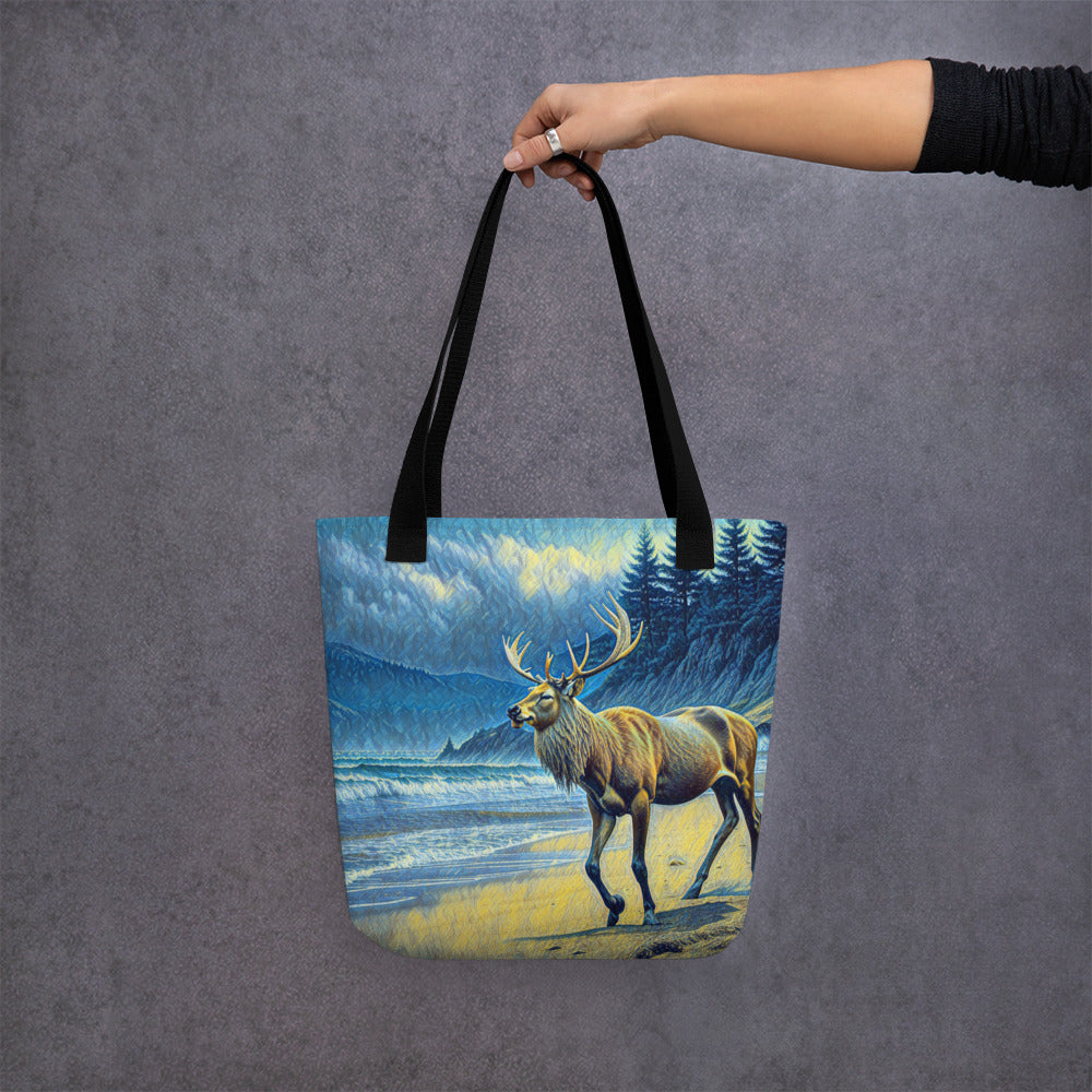 Elk on the Beach - Oregon - Digital Art -Tote bag