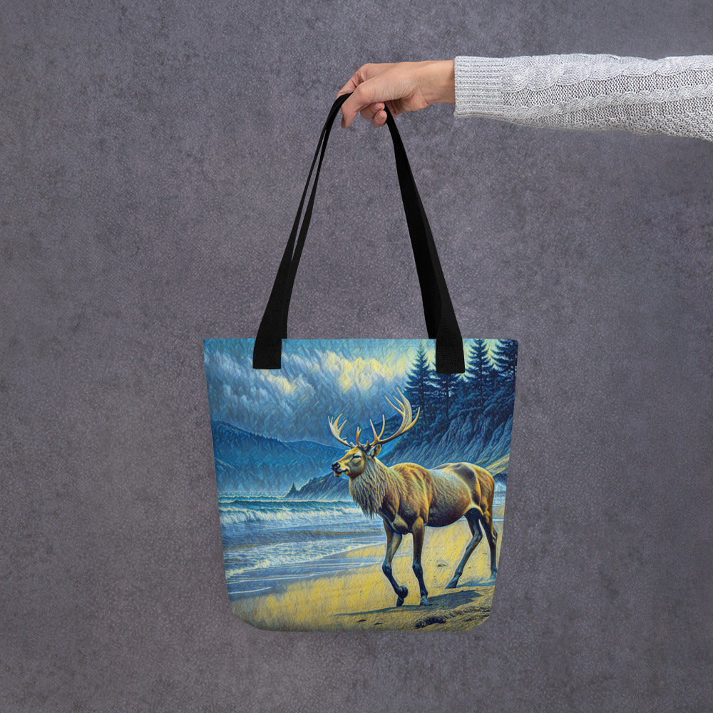 Elk on the Beach - Oregon - Digital Art -Tote bag