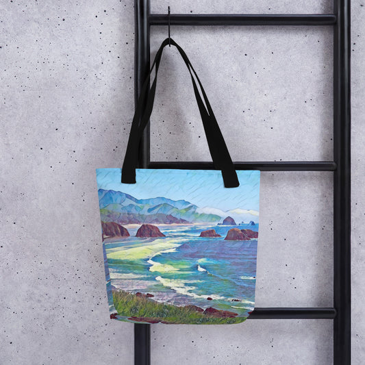 Ecola State Park - Digital Art -Tote bag