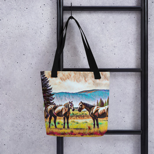 Central Oregon Horses - Digital Art - Tote bag